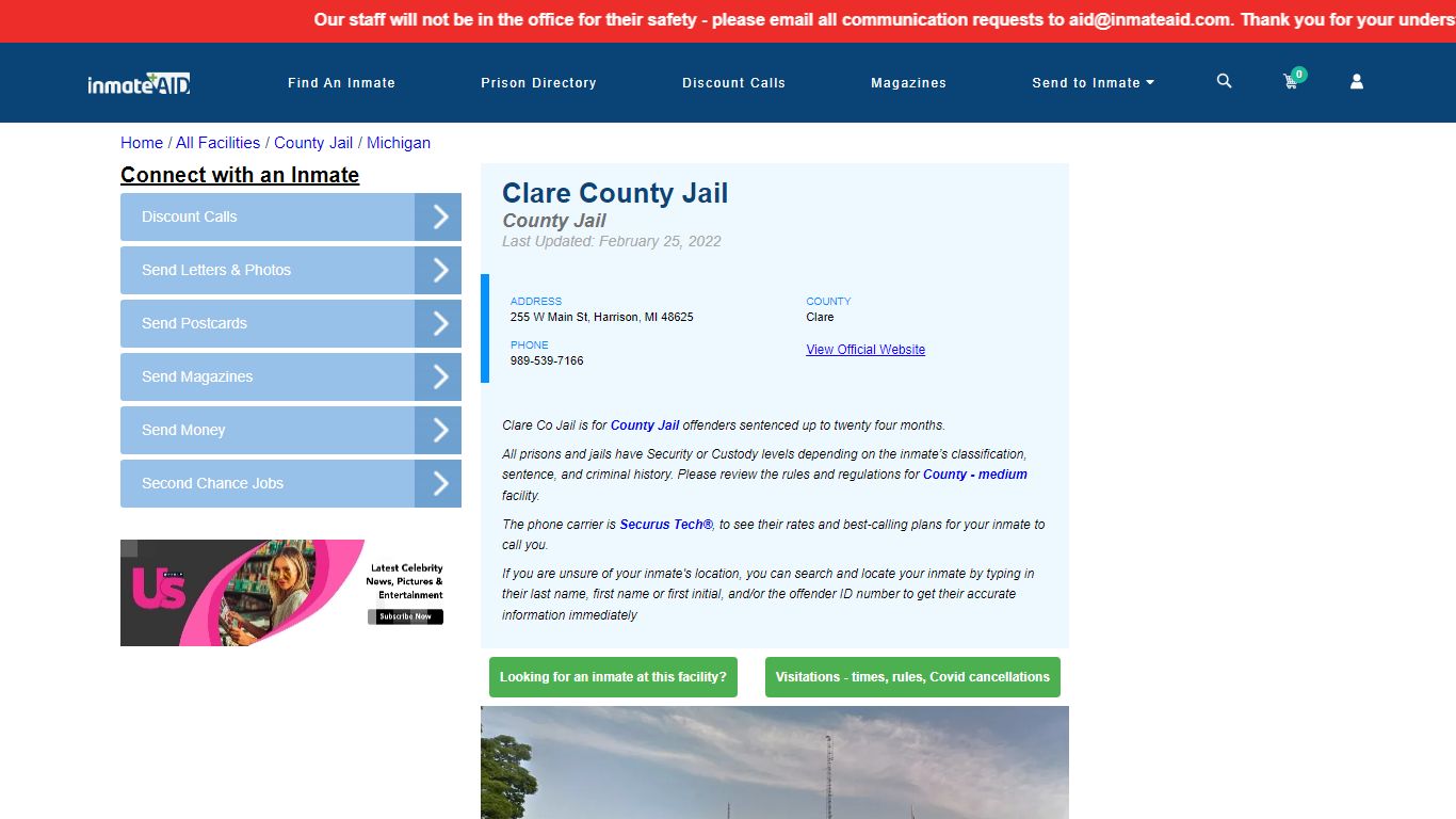 Clare County Jail - Inmate Locator - Harrison, MI