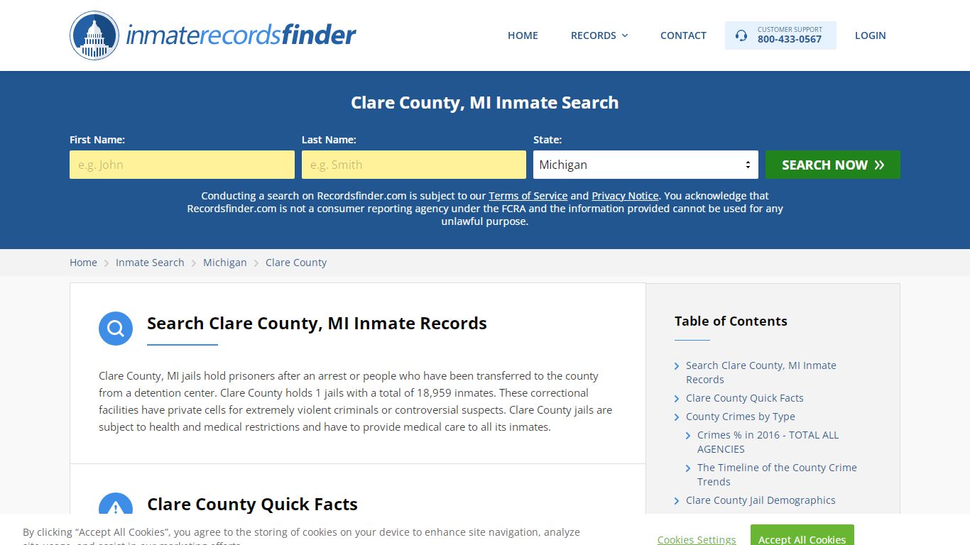 Clare County, MI Inmate Lookup & Jail Records Online